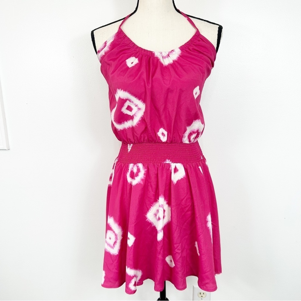Moda International Pink and White Halter Dress Small